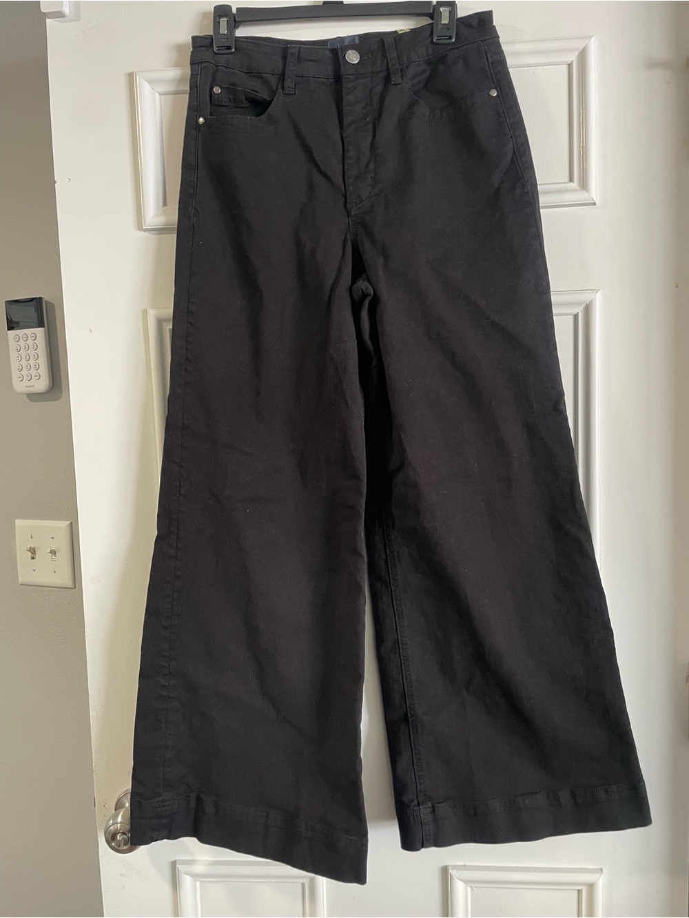 Maeve Anthropologie Black Super Wide Leg Flare High Rise Pants